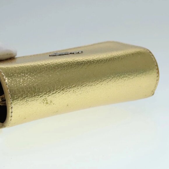 PRADA Accessory Pouch Leather Silver Gold Auth 88214V - Picture 6 of 16